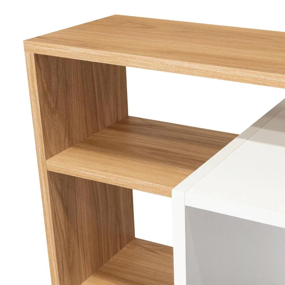 Escritorio Estelar Plus, Café Claro y Blanco, cuenta con tres entrepaños laterales - Imagen 6