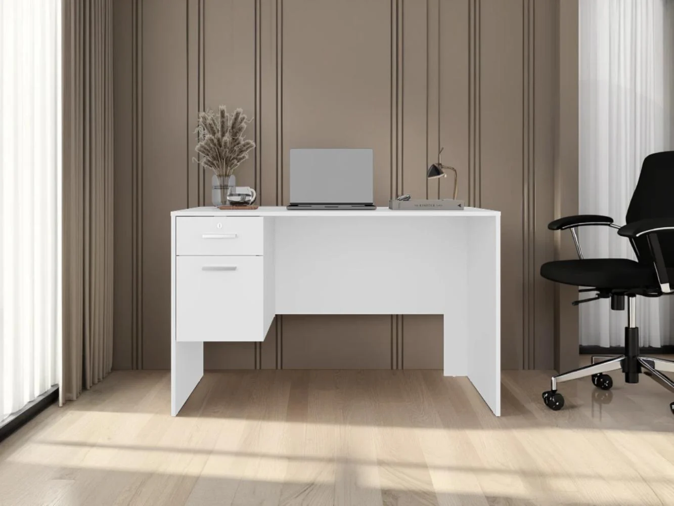 Escritorio Mellier, Blanco Duqueza, con Amplia Superficie de Trabajo ZF - Imagen 4