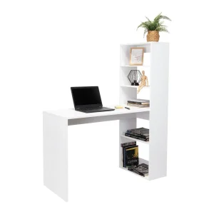 Escritorio Alma, Blanco, con Amplia Superficie y Dos Entrepaños