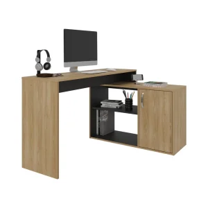 Escritorio Axis Eco, Fresno Europeo y Wengue, con amplio espacio de trabajo