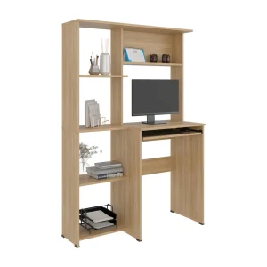 Escritorio Biblioteca Alden, Fresno Europeo, con entrepaños para colocar libros u objetos