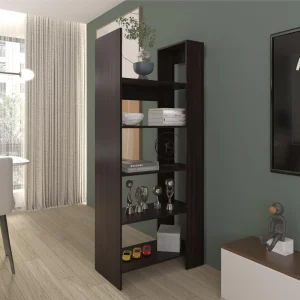 Biblioteca Escalera Woodstock, Nogal Europeo, con con amplios espacios para ubicar libros ZF