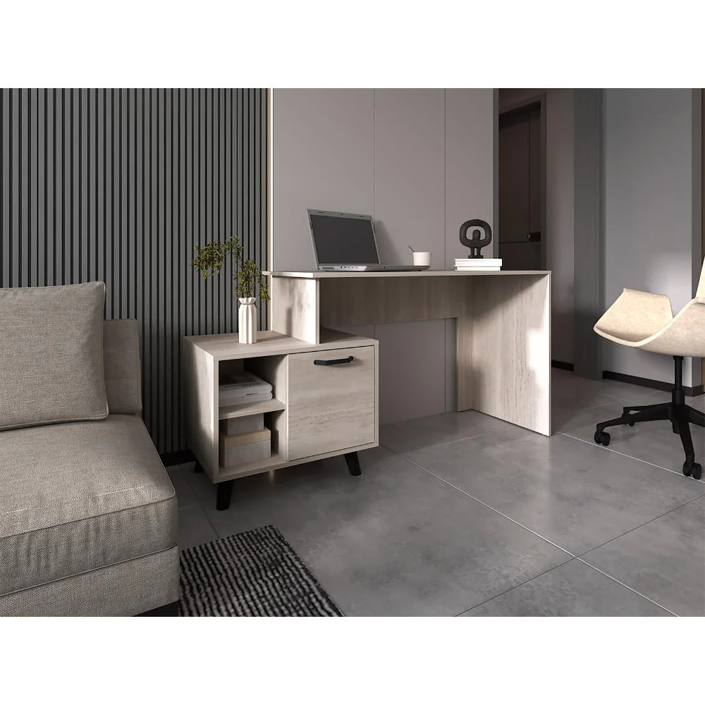 Escritorio Lera, Tivoli, con puerta batiente para almacenar libros - Imagen 5