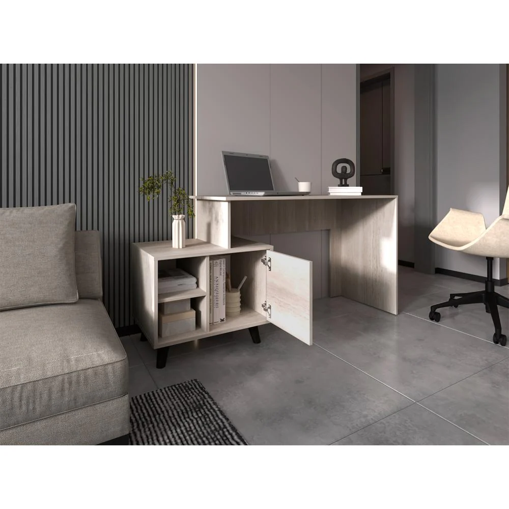 Escritorio Lera, Tivoli, con puerta batiente para almacenar libros - Imagen 6