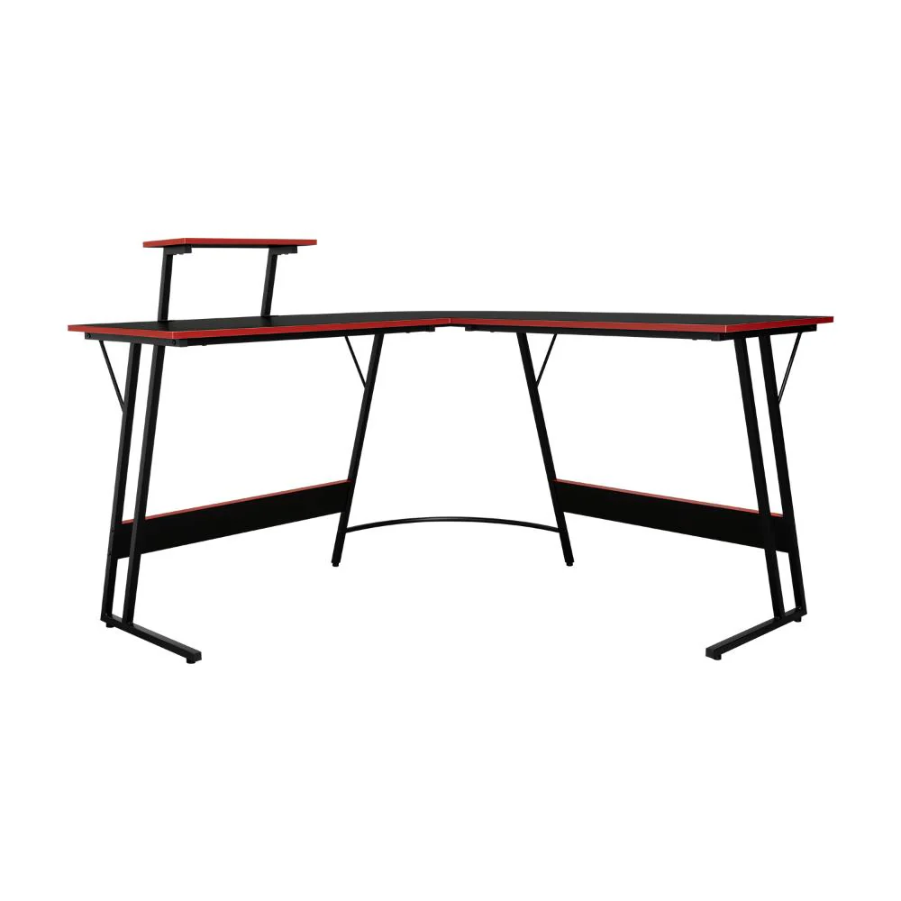 Escritorio Gamer en L, Negro y Rojo, cuenta con espacio para mas de una pantalla - Imagen 5