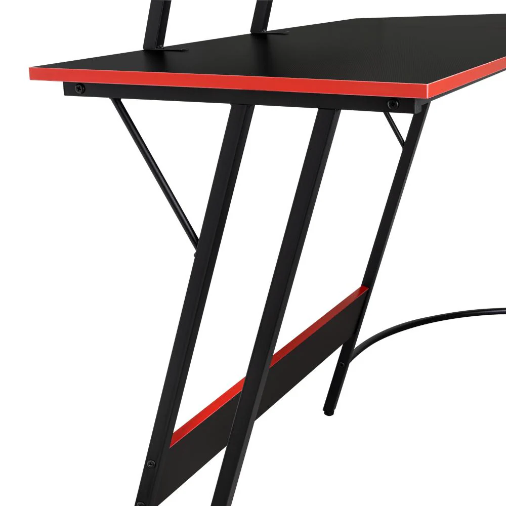 Escritorio Gamer en L, Negro y Rojo, cuenta con espacio para mas de una pantalla - Imagen 9