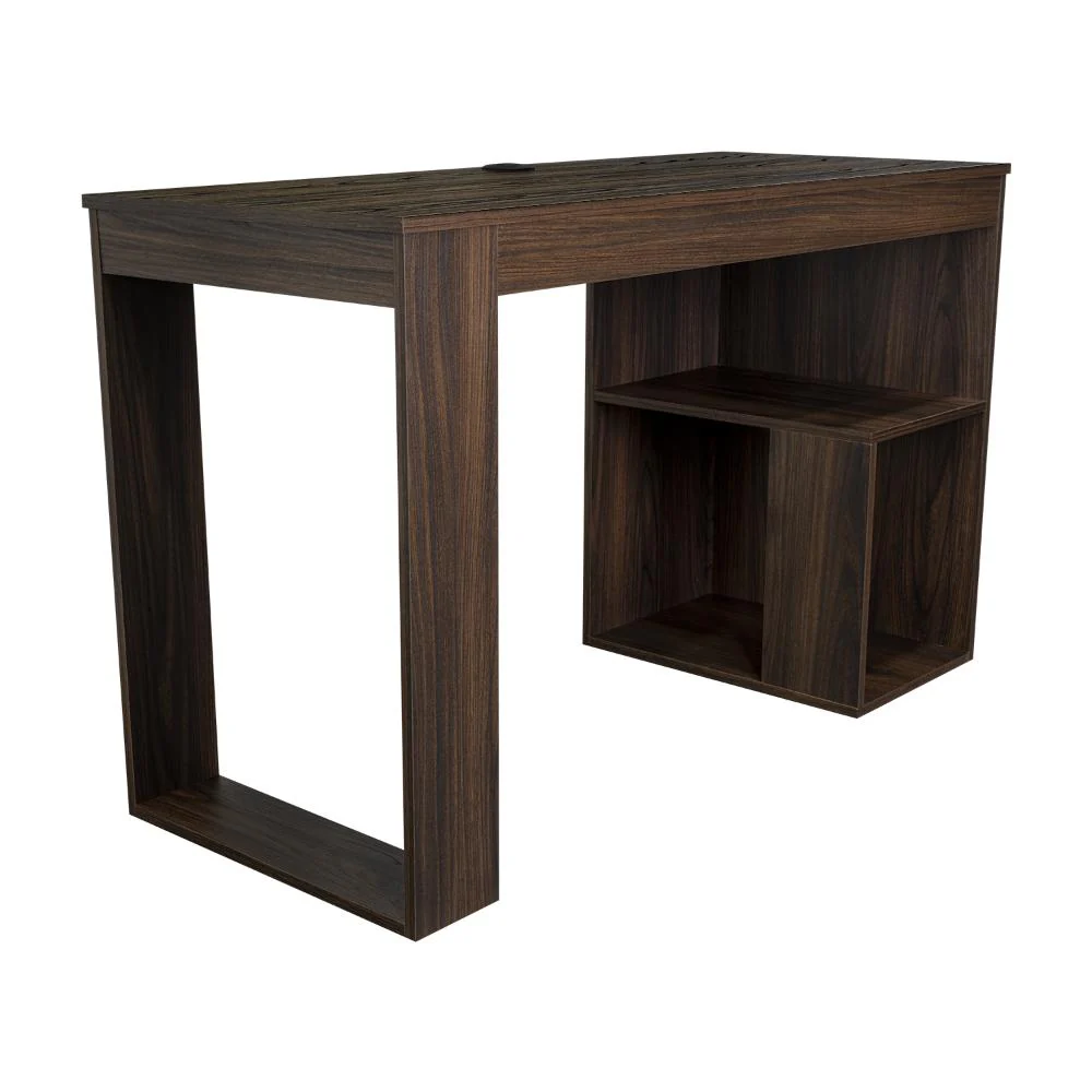 Escritorio Cuera, Nogal Europeo, con pasacables para articulos electronicos - Imagen 4