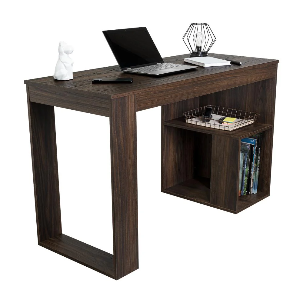 Escritorio Cuera, Nogal Europeo, con pasacables para articulos electronicos