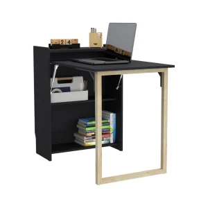 Escritorio Plegable Lesli, Wengue, con un diseño funcional y practico