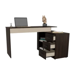 Escritorio en L Up, Nogal y Toquilla, cuenta con un amplio especio de trabajo