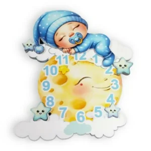 Reloj de Pared Kids-Lunaboy (36,4 cm x 28,6 cm) color Azúl y Amarillo