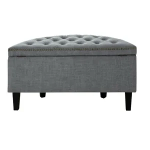 Puff Baúl Media Luna 120x50x45 Gris Tela