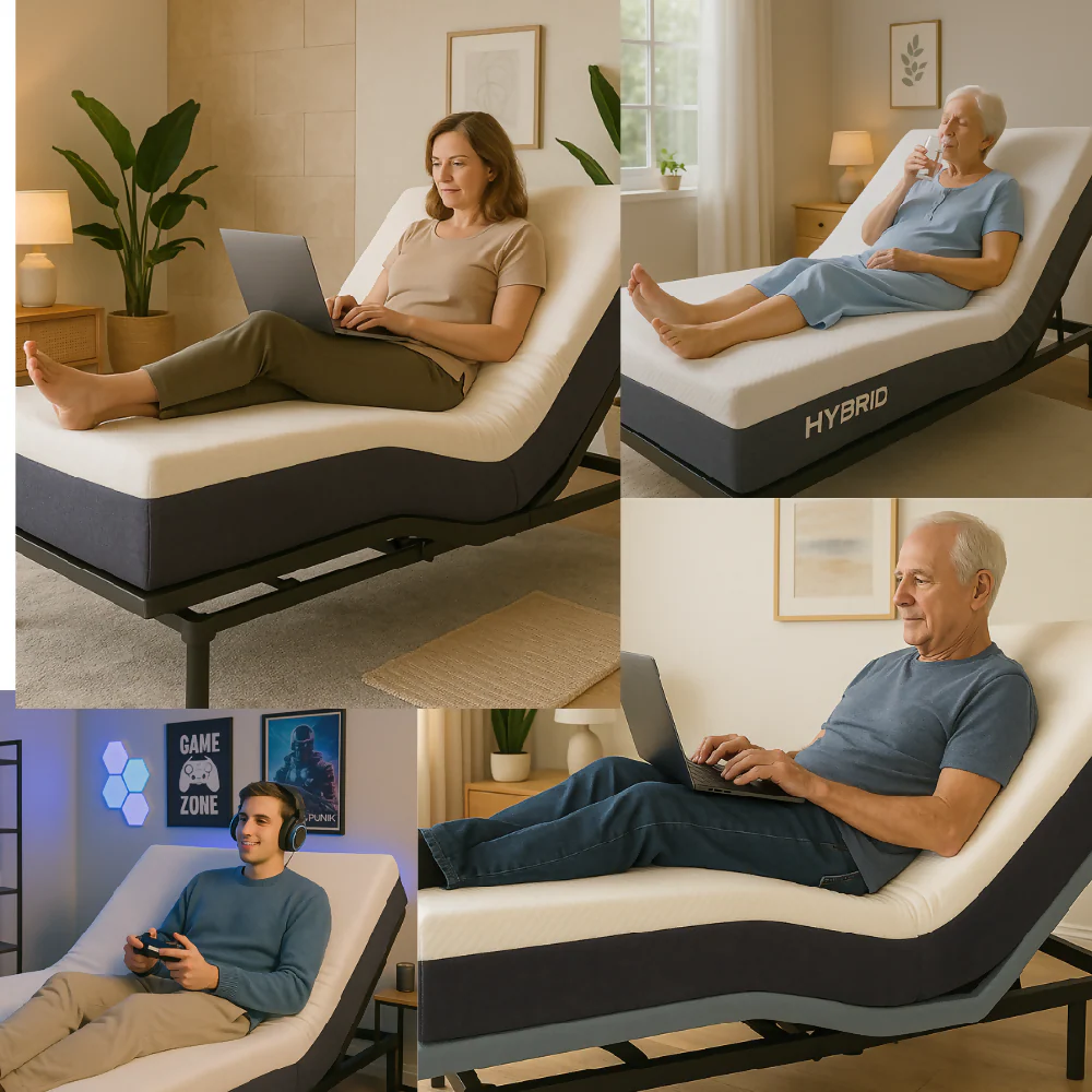 Cama Eléctrica Ajustable Easy Bed Control Alámbrico Gris Plomo /100x190 + Colchon Hybrid Vital - Imagen 8