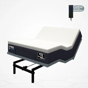 Cama Eléctrica Ajustable Easy Bed Control Alámbrico Gris Plomo /100x200 + Colchón Hybrid One