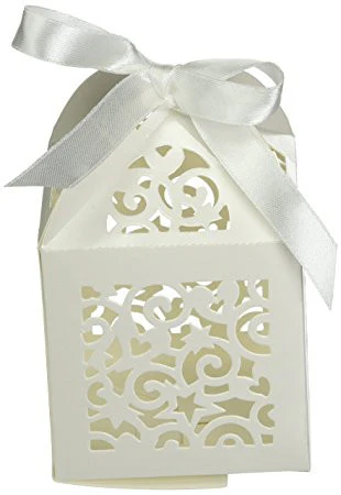 Favor Box with Pearl Ribbon Ties / Cajitas con Moño Brillante