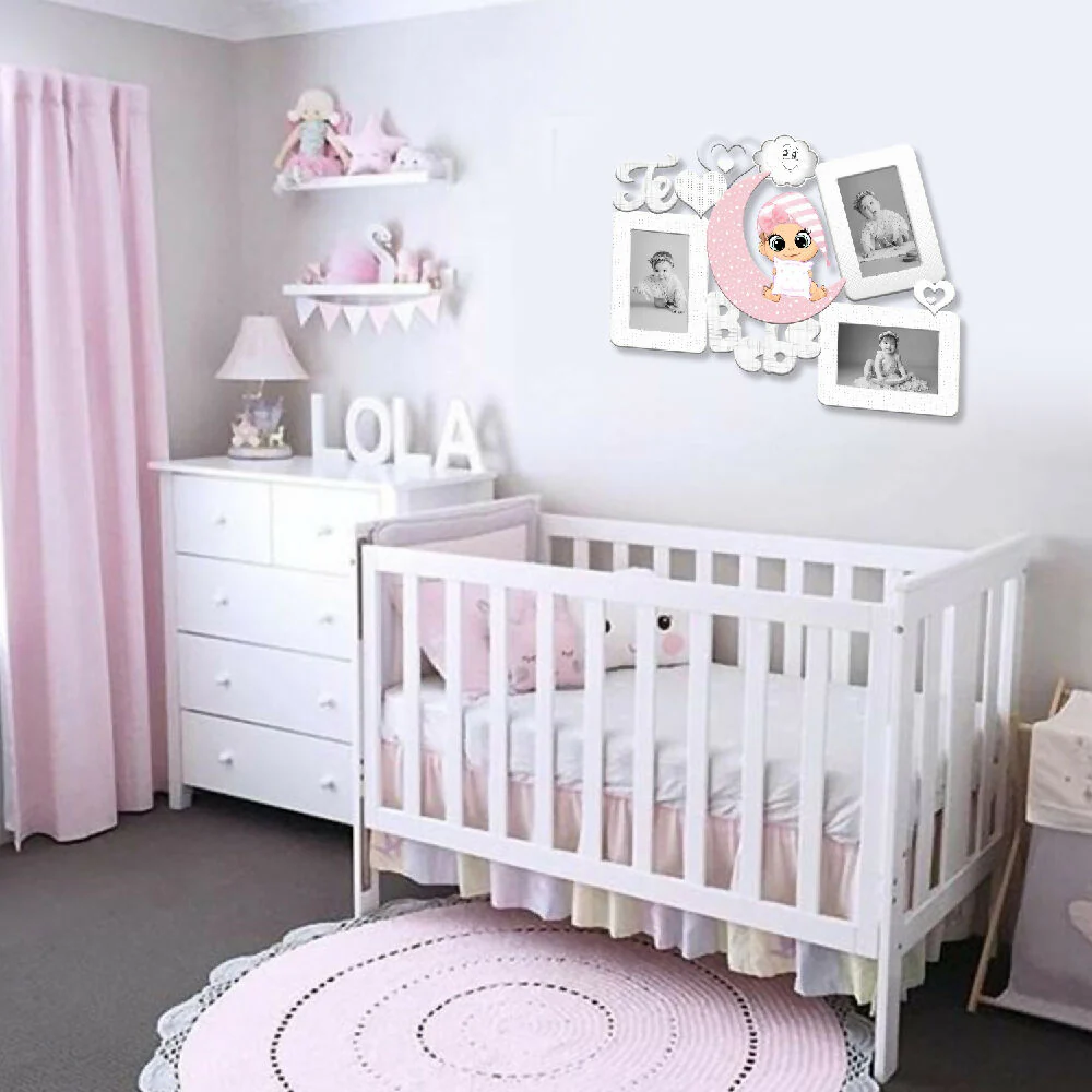 Portarretrato TR Te Amo Bebe (48cm x 36cm) Color blanco y rosa - Imagen 2