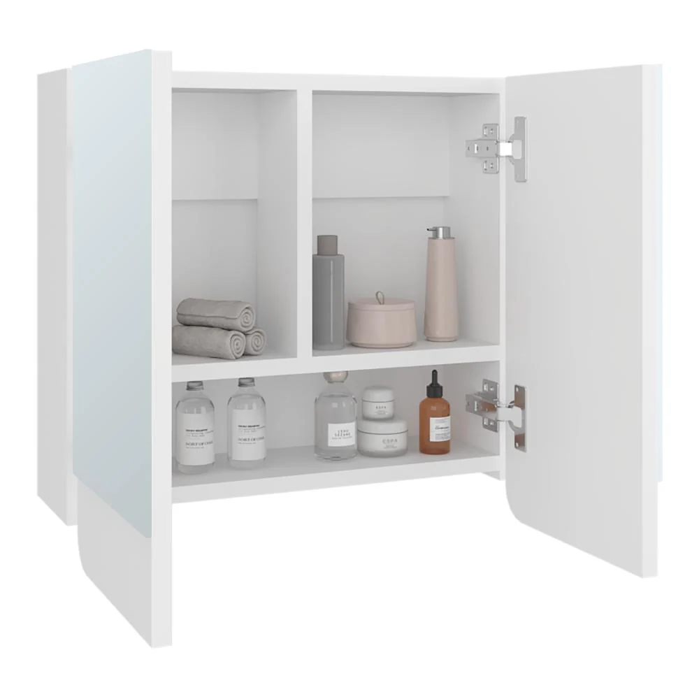 Gabinete de Baño Alondra, Kronos Blanco, con Dos Puerta Batibles y Dos Espejos ZF