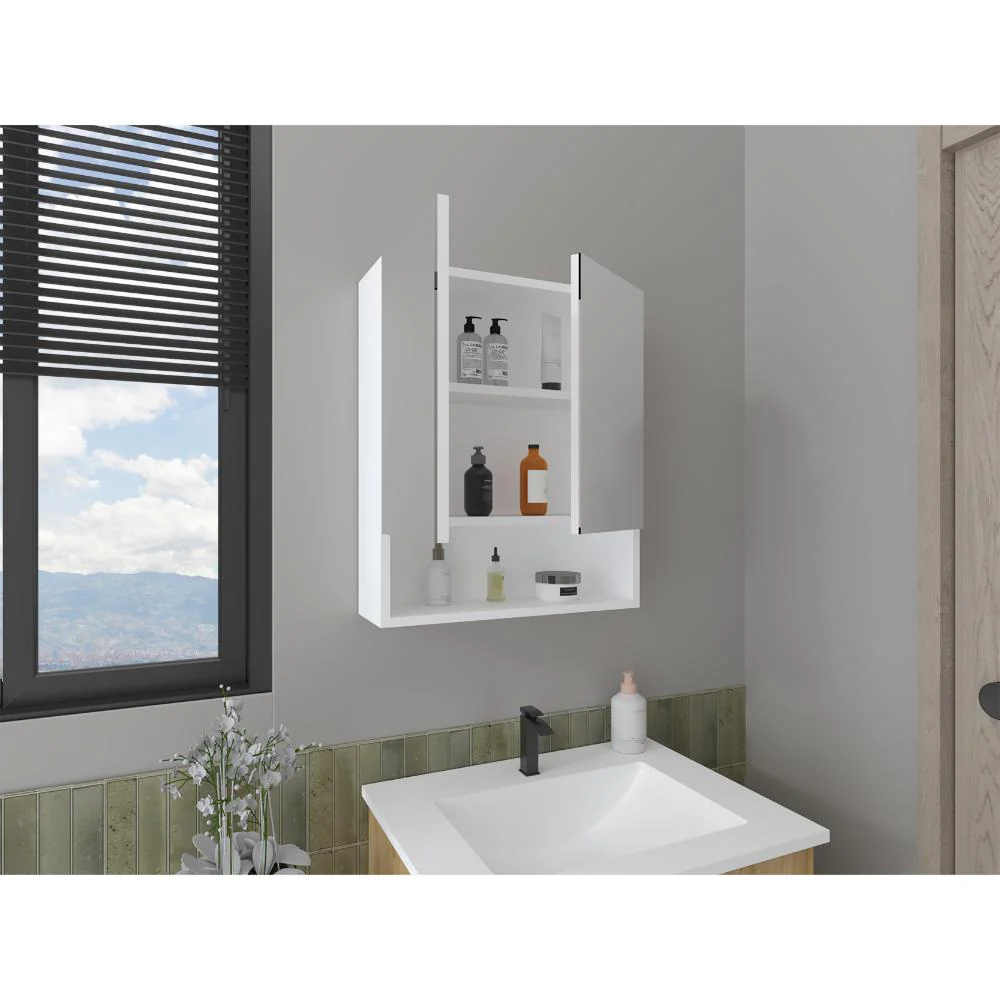 Gabinete de Baño Wanda, Blanco, con dos puertas y tres entrepaños ZF - Imagen 3