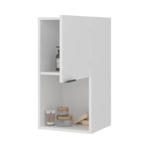 Gabinete de Baño Kase, Kronos Blanco, con una puerta abatible con manija metalica ZF