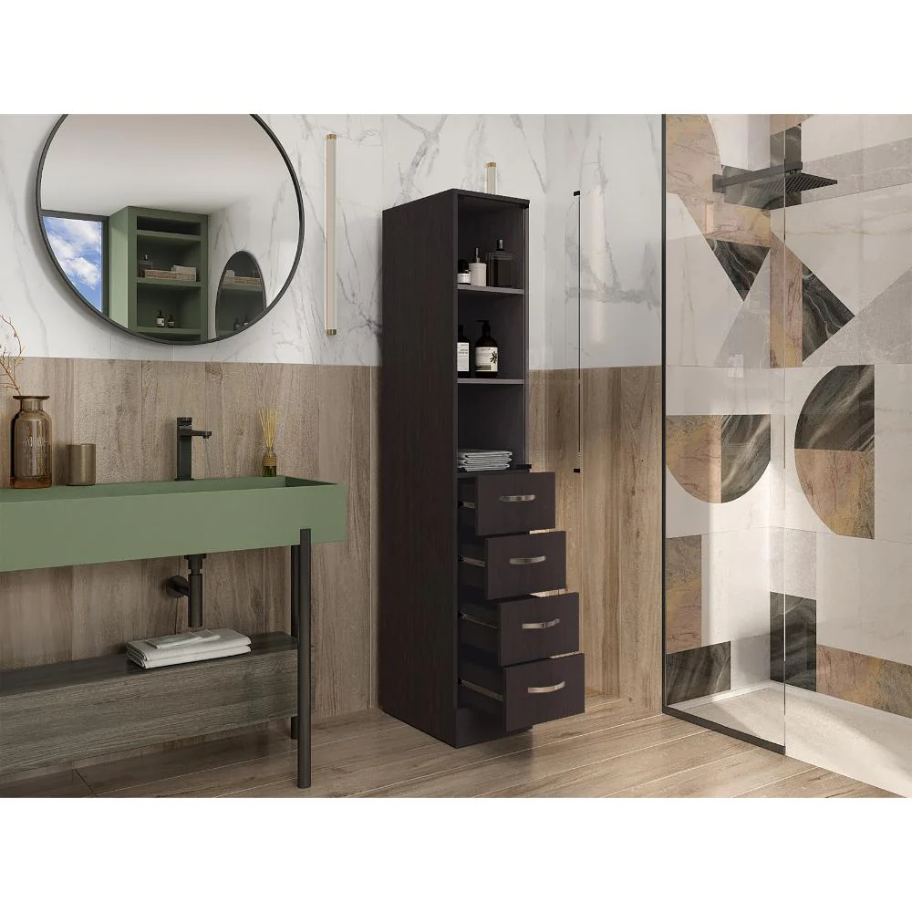 Organizador de Baño Picasso, Wengue, con Cuatro Cajones Deslizables ZF