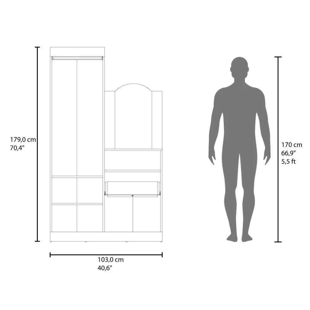 Closet Tocador Praga, Milan, con diseño moderno incluye Espejo - Imagen 8