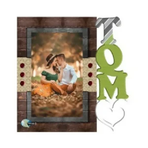 Portarretrato TQM-01 (20,5cm x 19,5cm) Color Madera y Verde