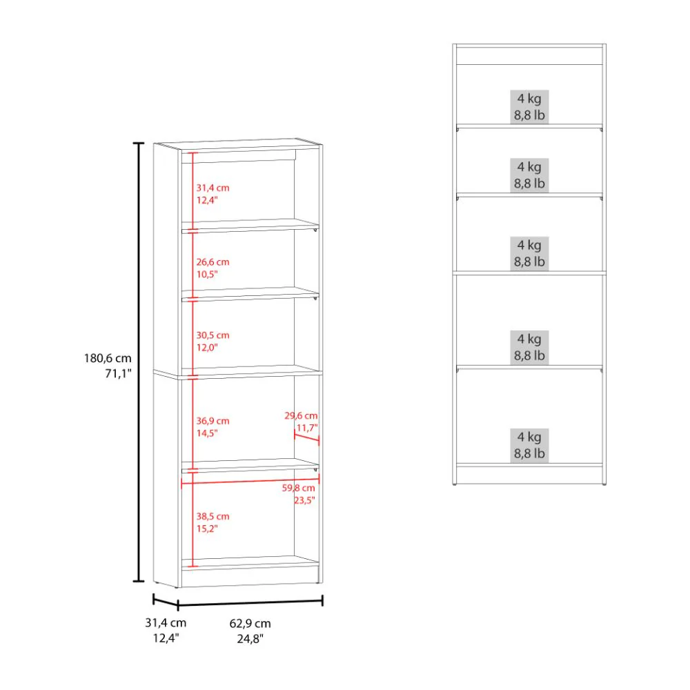 Biblioteca Home, Fresno Europeo, con Cinco Entrepaños y Dos puertas ZF - Imagen 7