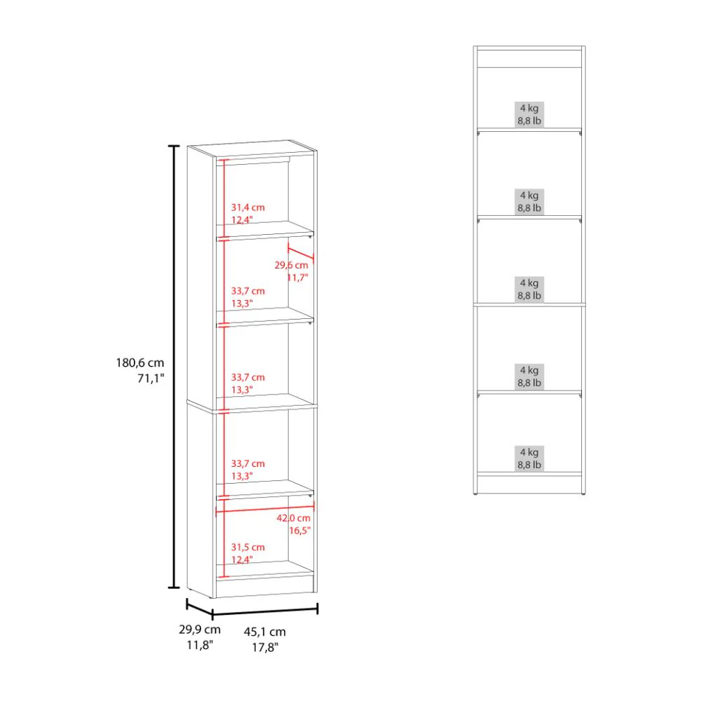Biblioteca Home Eco, Fresno Europeo, con Cinco Entrepaños ZF - Imagen 7