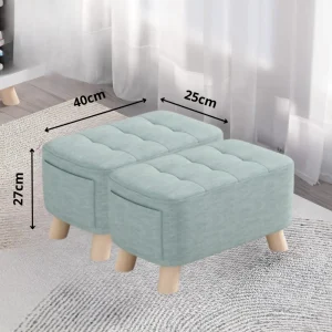 Puff Posa Pie Rectangular 40x25x27 Menta Setx2