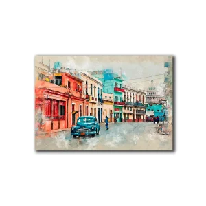 Cuadro Decorativo Calle Cuba M 70x45 cm - Impresion en Tela