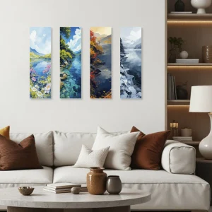 Lienzo Cuadros Decorativos Ritmo Estacional Set X4 60x18Cm C/U
