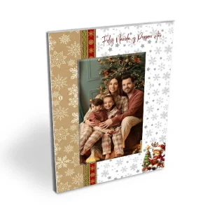 Portarretrato Navideño-Reno (18cm x 23 cm) Blanco y Crema