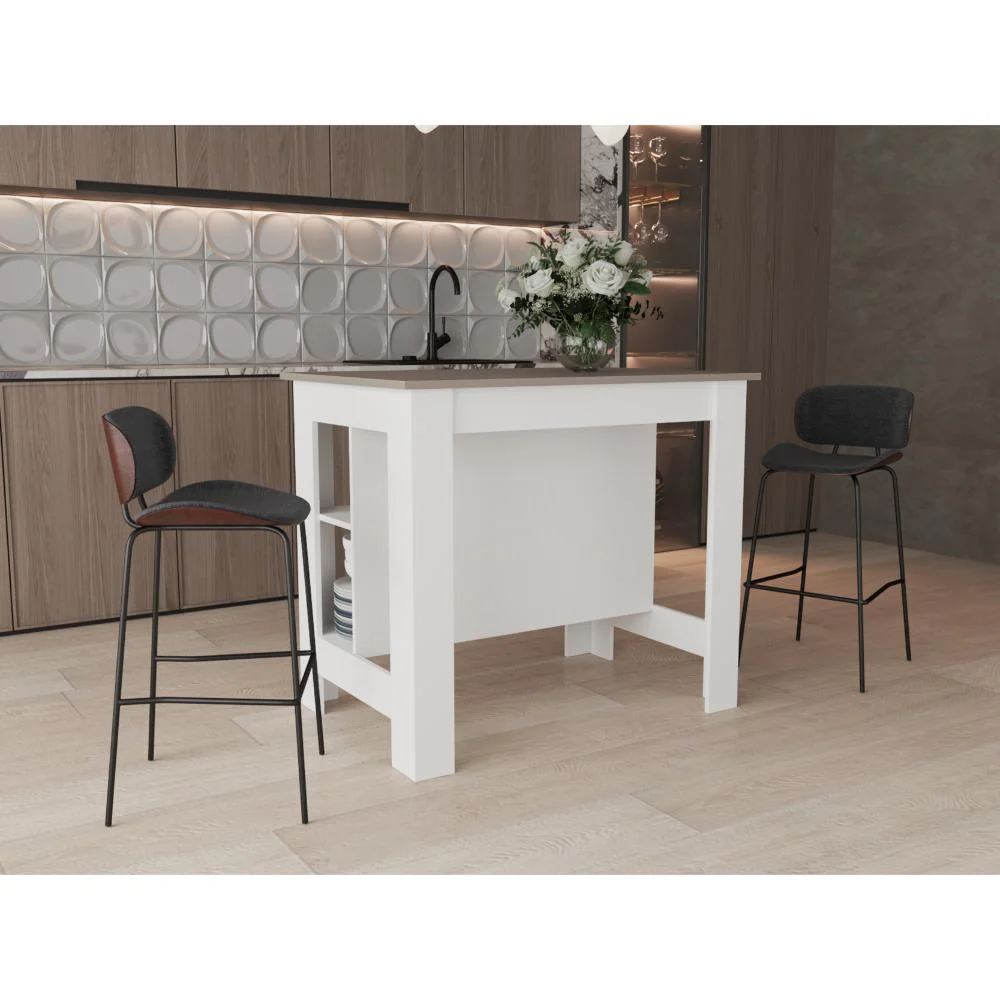 Barra de Cocina Burton, Blanco Duqueza y Cocoa, con amplia superficie en la mesa - Imagen 4