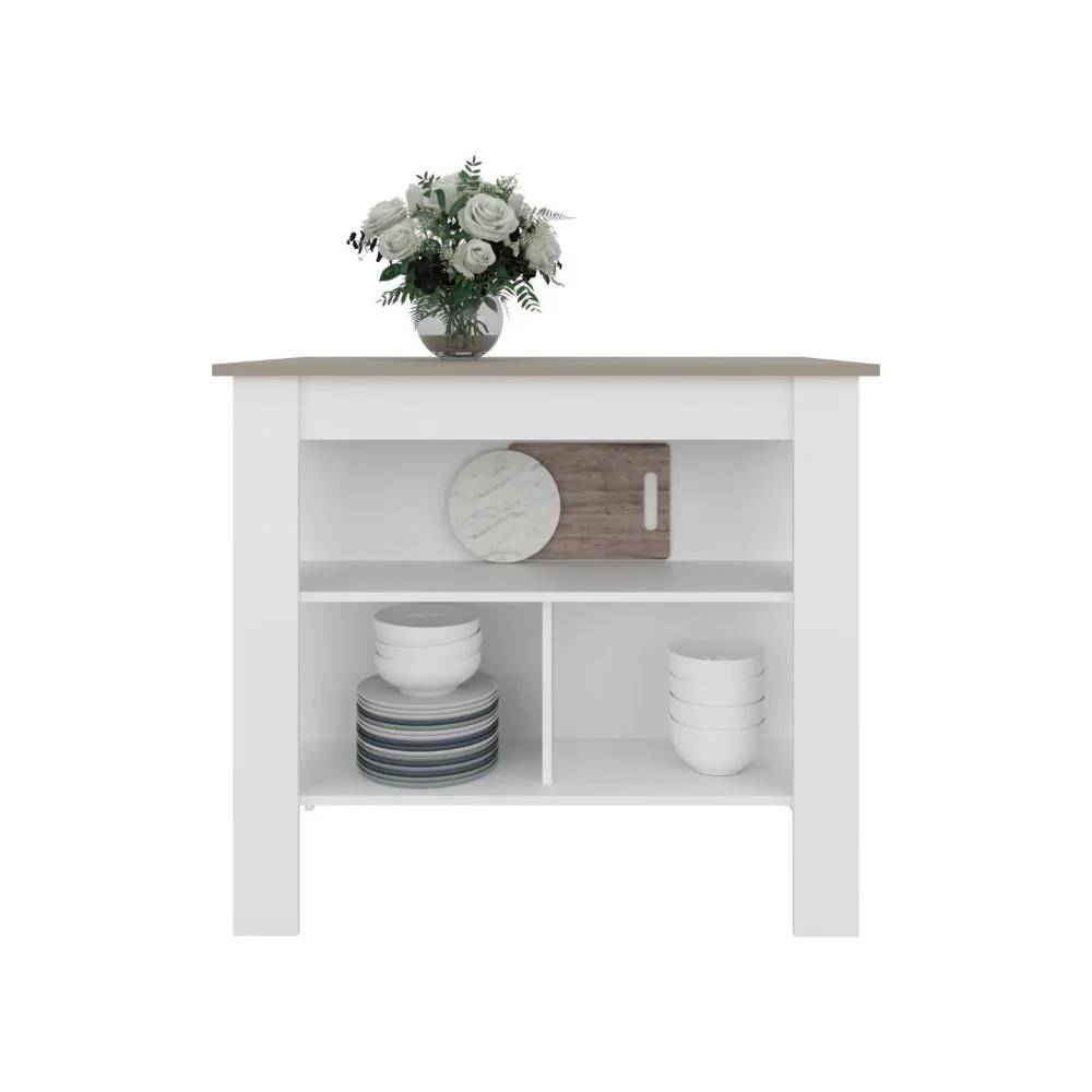 Barra de Cocina Burton, Blanco Duqueza y Cocoa, con amplia superficie en la mesa - Imagen 2