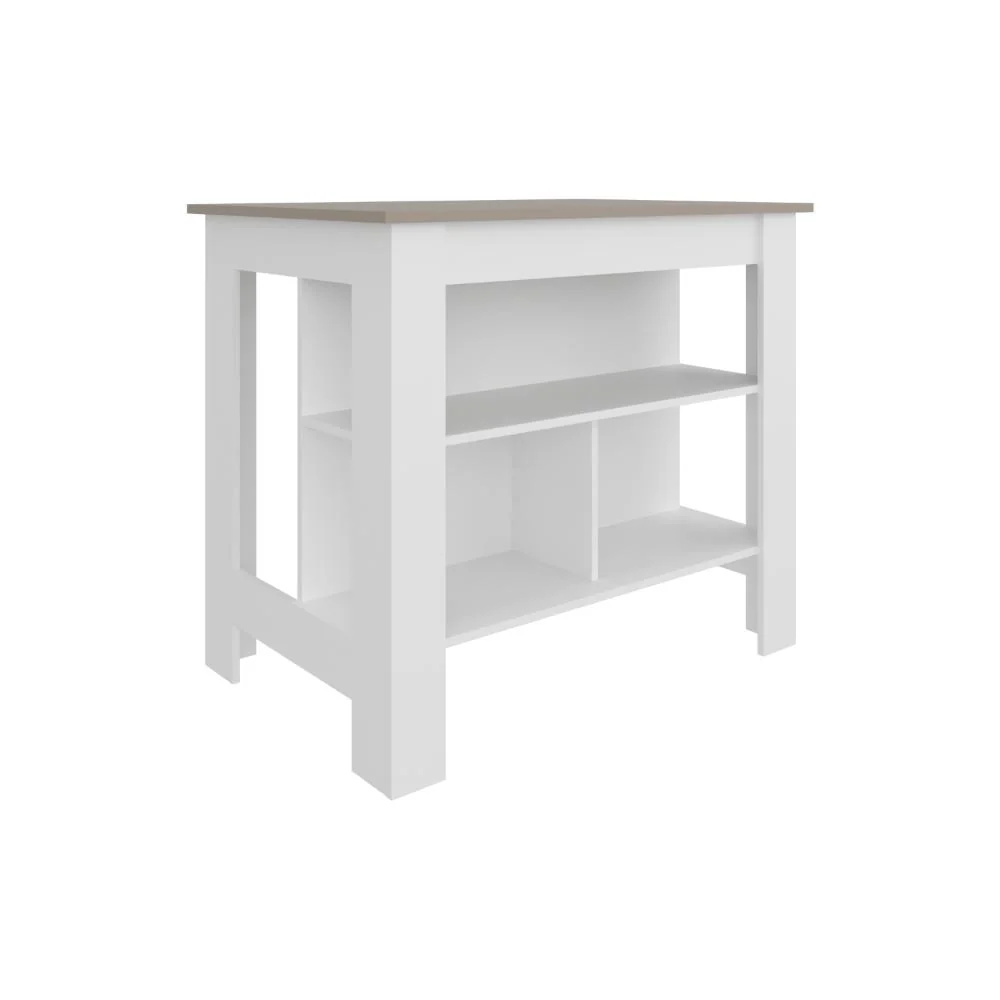 Barra de Cocina Burton, Blanco Duqueza y Cocoa, con amplia superficie en la mesa - Imagen 5