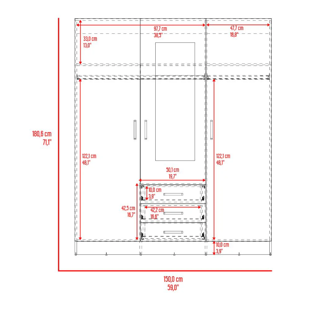 Closet Gate, Wengue, con gran pacidad de almacenamiento incluye espejo ZF - Imagen 9