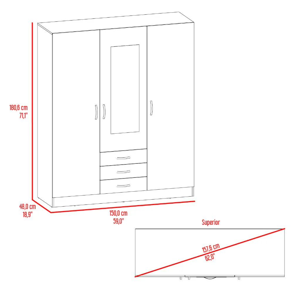 Closet Gate, Wengue, con gran pacidad de almacenamiento incluye espejo ZF - Imagen 8
