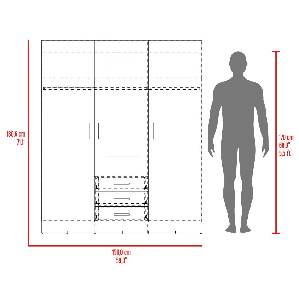 Closet Gate, Wengue, con gran pacidad de almacenamiento incluye espejo ZF - Imagen 7
