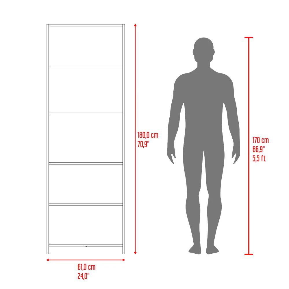 Biblioteca Milán, Fresno Europeo y Wengue, con Cinco Entrepaños - Imagen 6