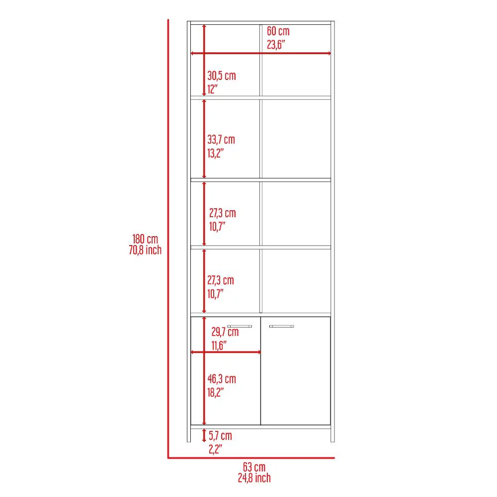 Biblioteca Milán, Agata, con Dos Puertas Abatibles y Cuatro Entrepaños ZF - Imagen 8