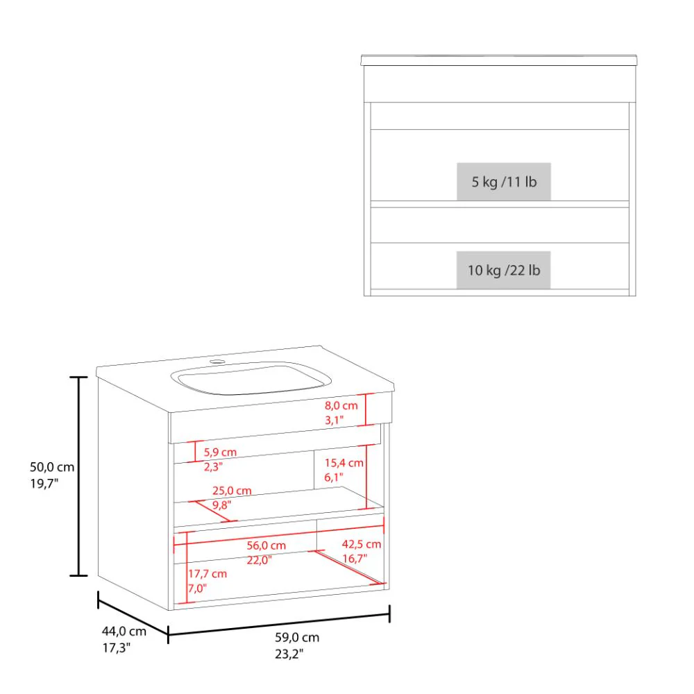 Mueble Lavamanos Chaux 60, Blanco Kronos, Incluye Lavamanos Praia 60 ZF - Imagen 8