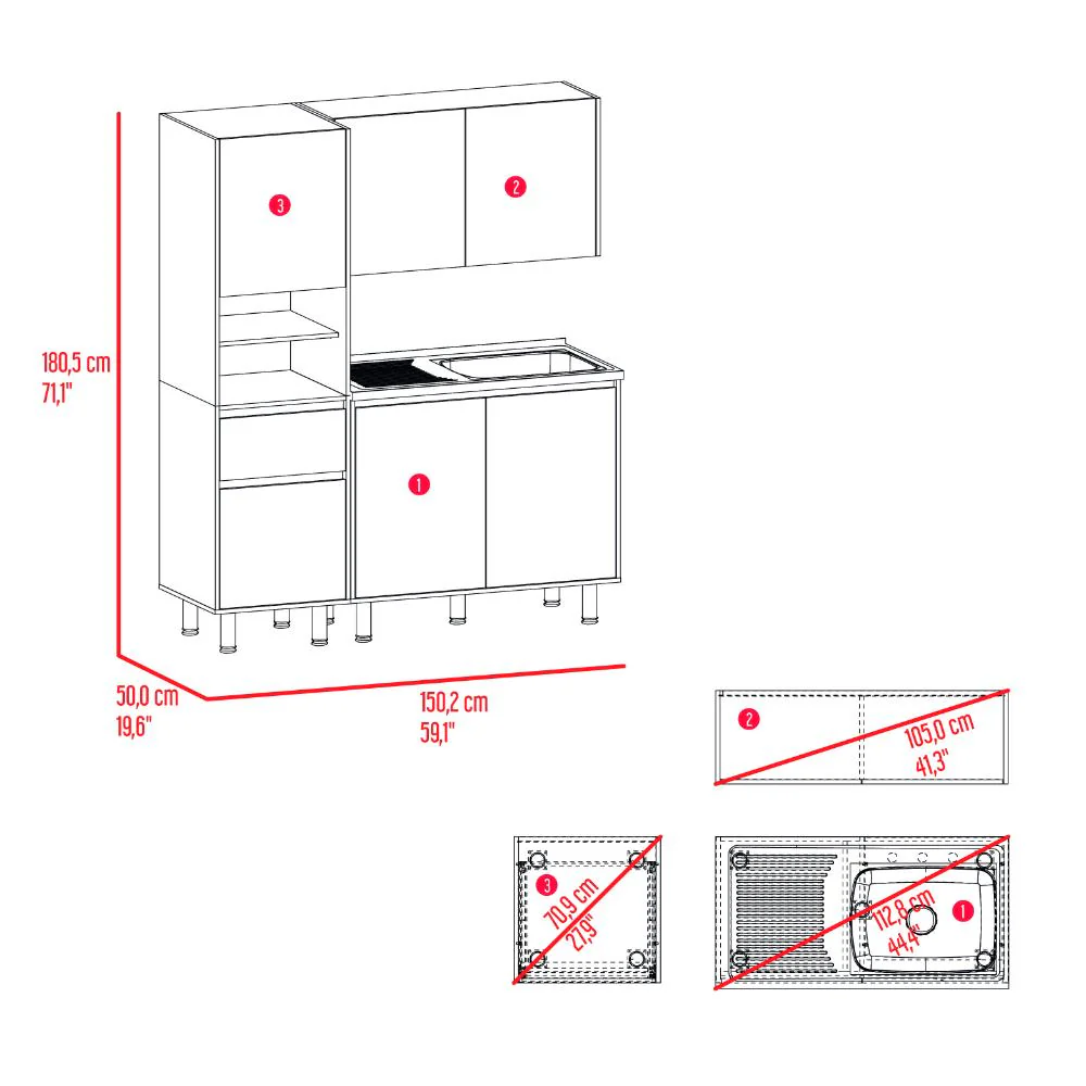 Cocina Integral y Alacena Dali, Fresno Europeo y Wengue, Incluye Mesón Socoda Derecho ZF - Imagen 9