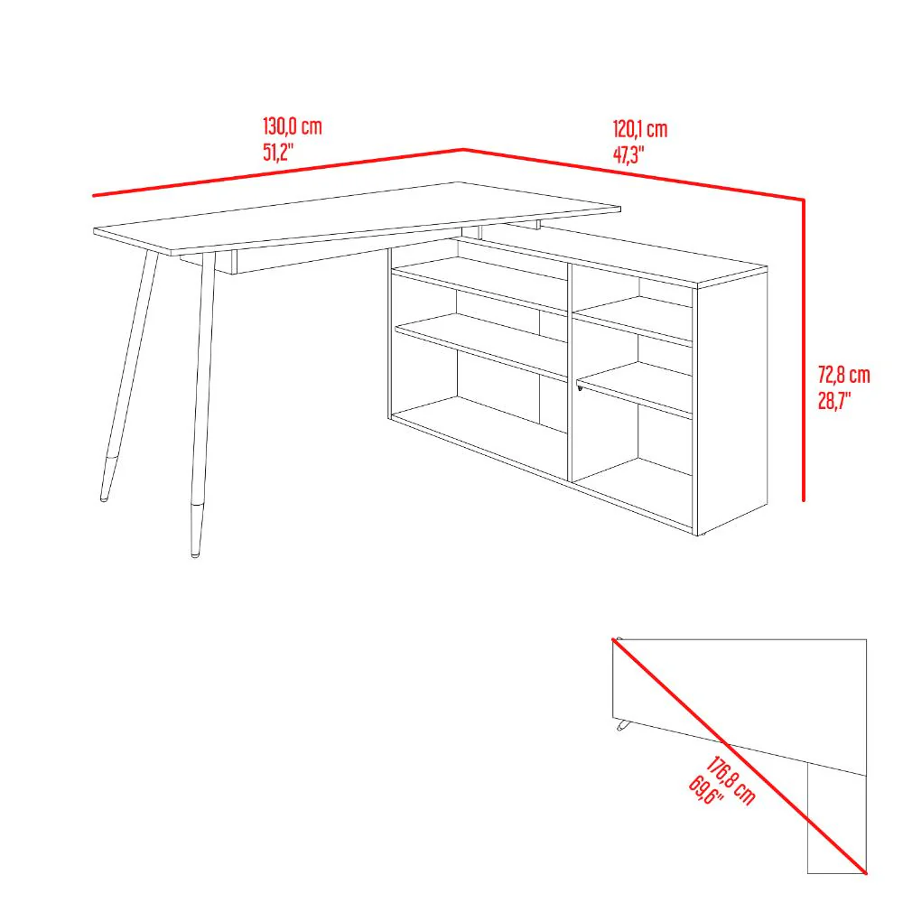 Escritorio En L Singapur, Café Claro y Blanco Duqueza, con seis entrepaños - Imagen 9