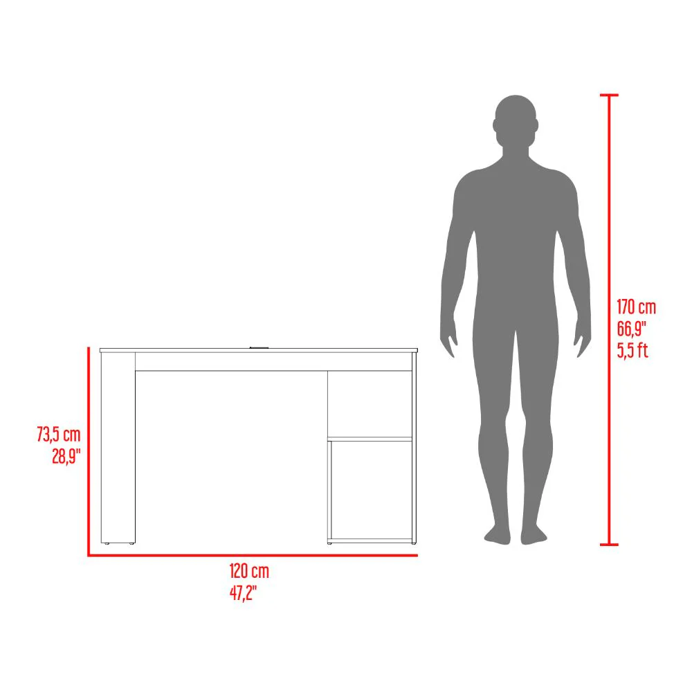 Escritorio Cuera, Nogal Europeo, con pasacables para articulos electronicos - Imagen 9
