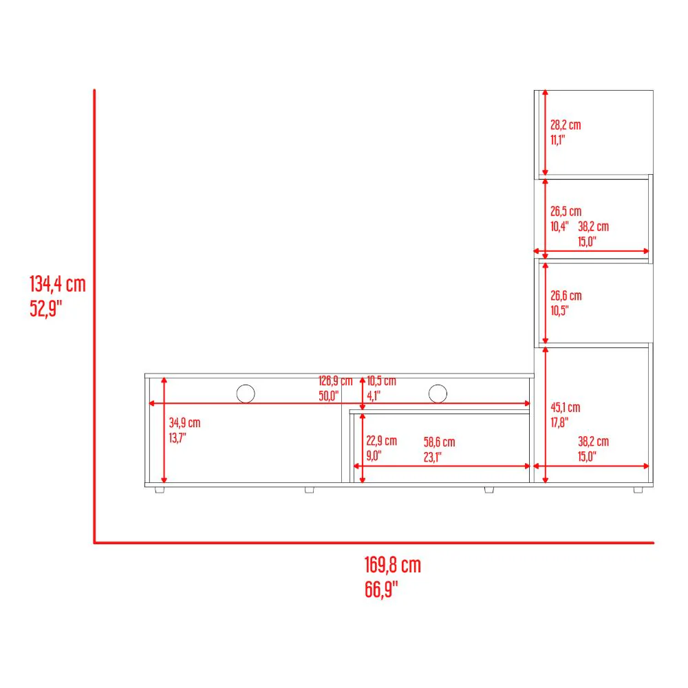 Mesa Para Tv Neri, Fresno Europeo y Wengue, Para Televisor Hasta 55 Pulgadas - Imagen 7