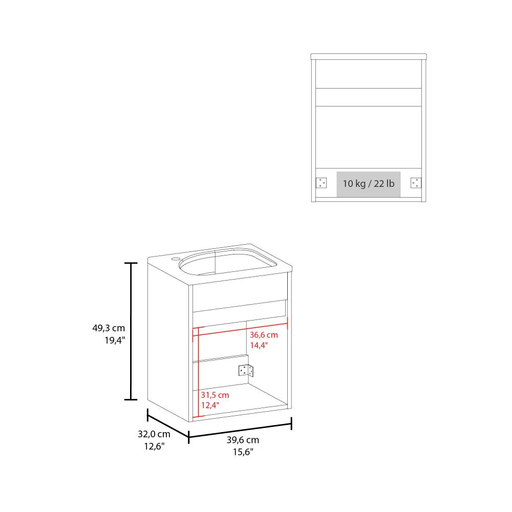 Mueble Para Lavamanos Furman, Blanco Duqueza, Incluye Lavamanos Plastiglas Floresta 40 ZF - Imagen 8