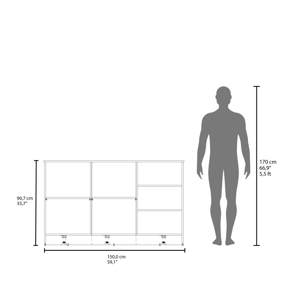 Barra de Cocina Ginger, Wengue, contiene tres entrepaños para guardar objetos de cocina ZF - Imagen 8