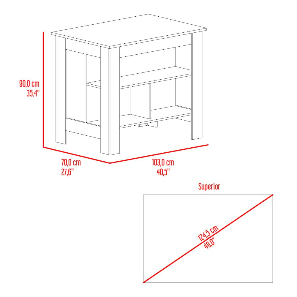 Barra de Cocina Burton, Blanco Duqueza y Cocoa, con amplia superficie en la mesa - Imagen 8