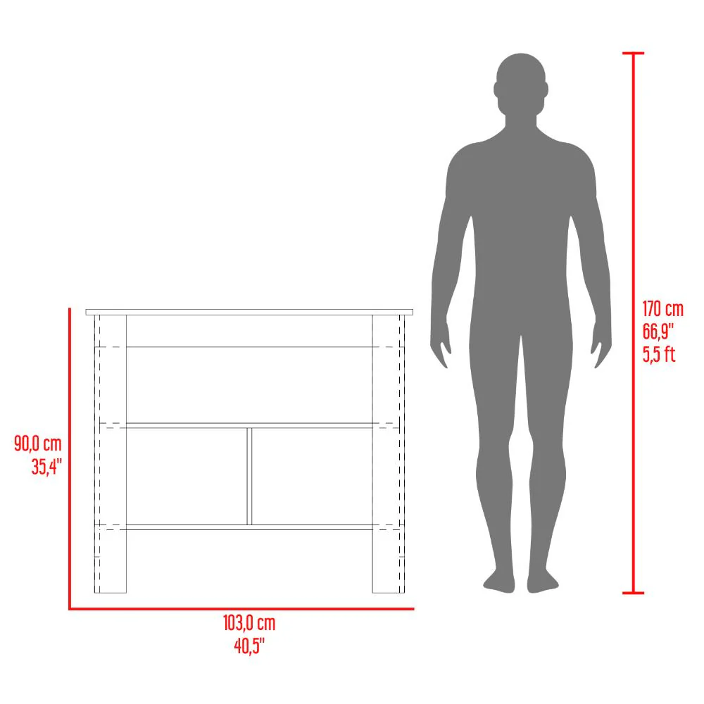 Barra de Cocina Burton, Blanco Duqueza y Cocoa, con amplia superficie en la mesa - Imagen 7