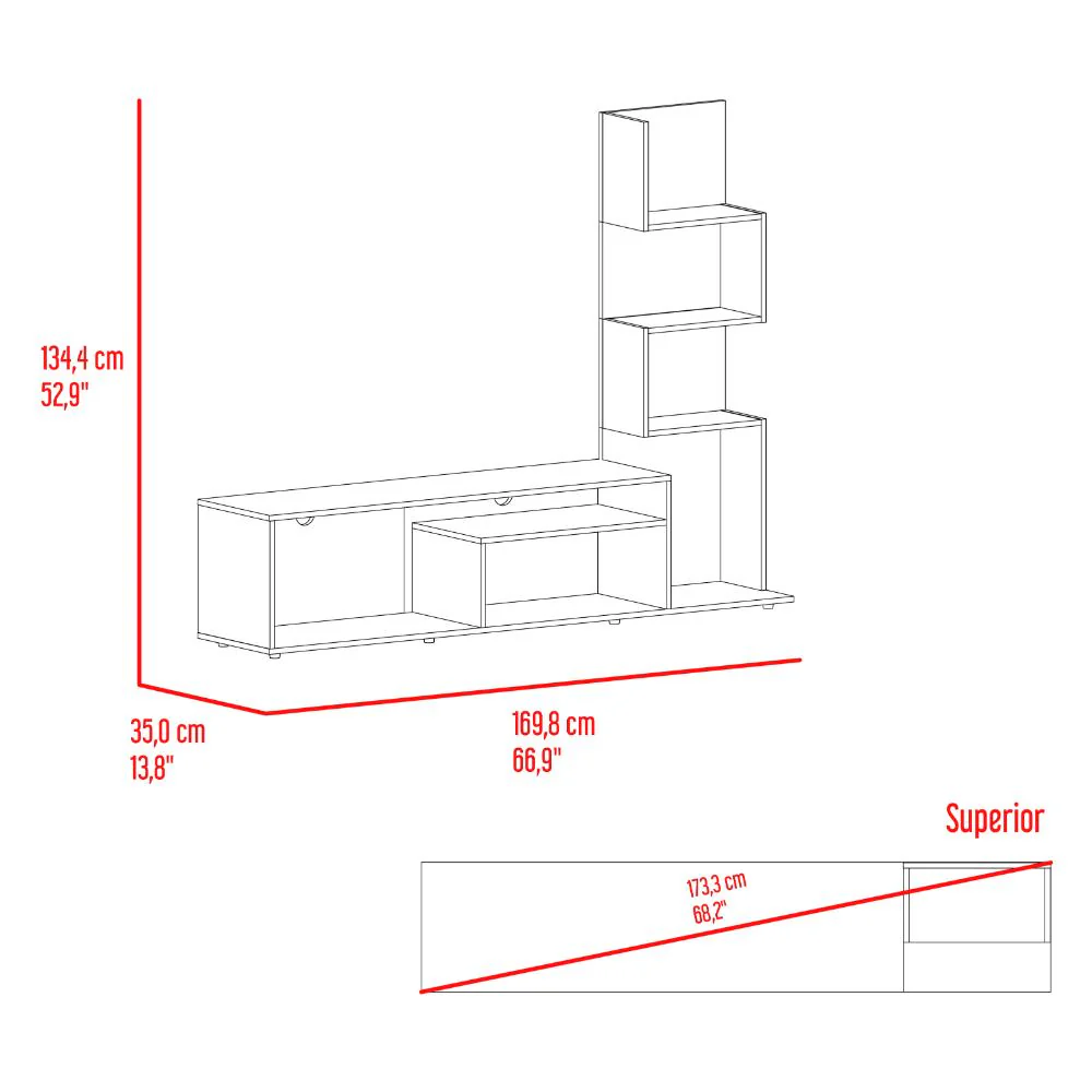 Mesa Para Tv Neri, Fresno Europeo y Wengue, Para Televisor Hasta 55 Pulgadas - Imagen 8
